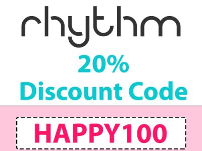 20% Rhythm Discount Code: HAPPY100, save 20% on CBD Seltzer Water drinks