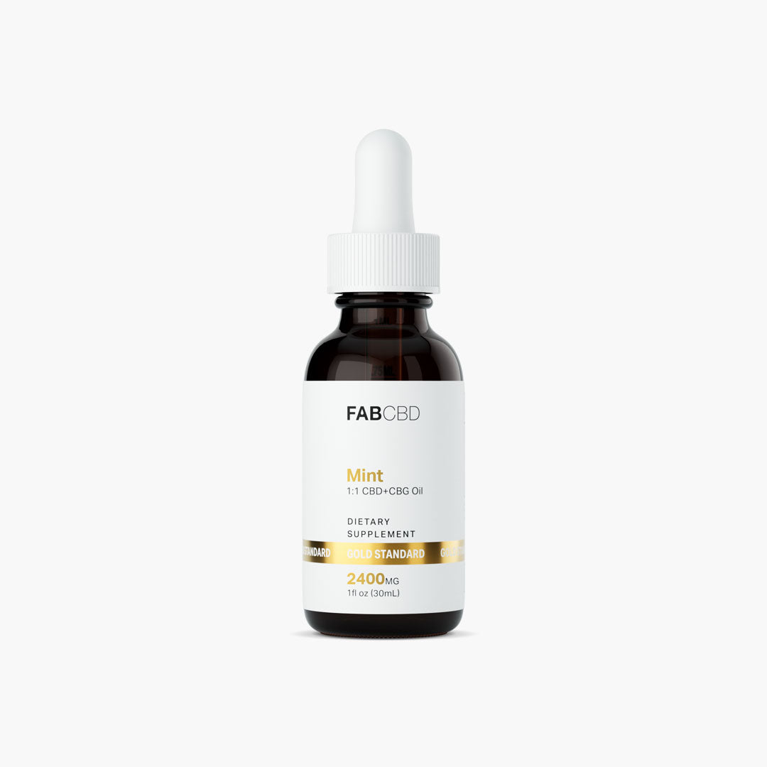 FAB CBD CBG Oil bottle, from the FAB CBD website