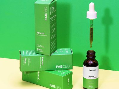 FAB CBD Oil tincture bottle, from the FAB CBD website