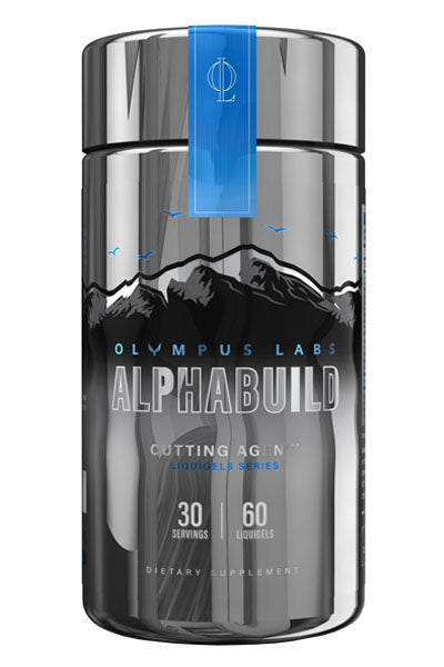 Olympus Labs AlphaBuild cutting agent supplement bottle, from the Olympus Labs website