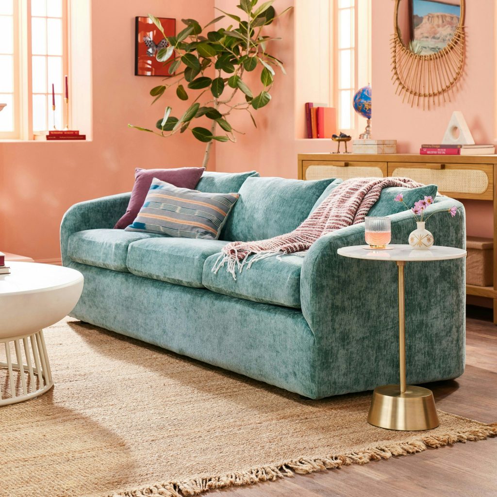 Joybird Amelia sofa in Crave Caribbean Twist fabric