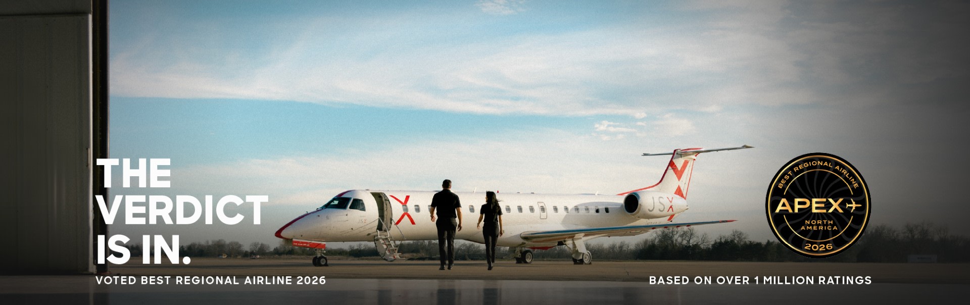 A JSX aircraft on the tarmac, from JSX's own site (JetSuite's scheduled-flight successor brand)
