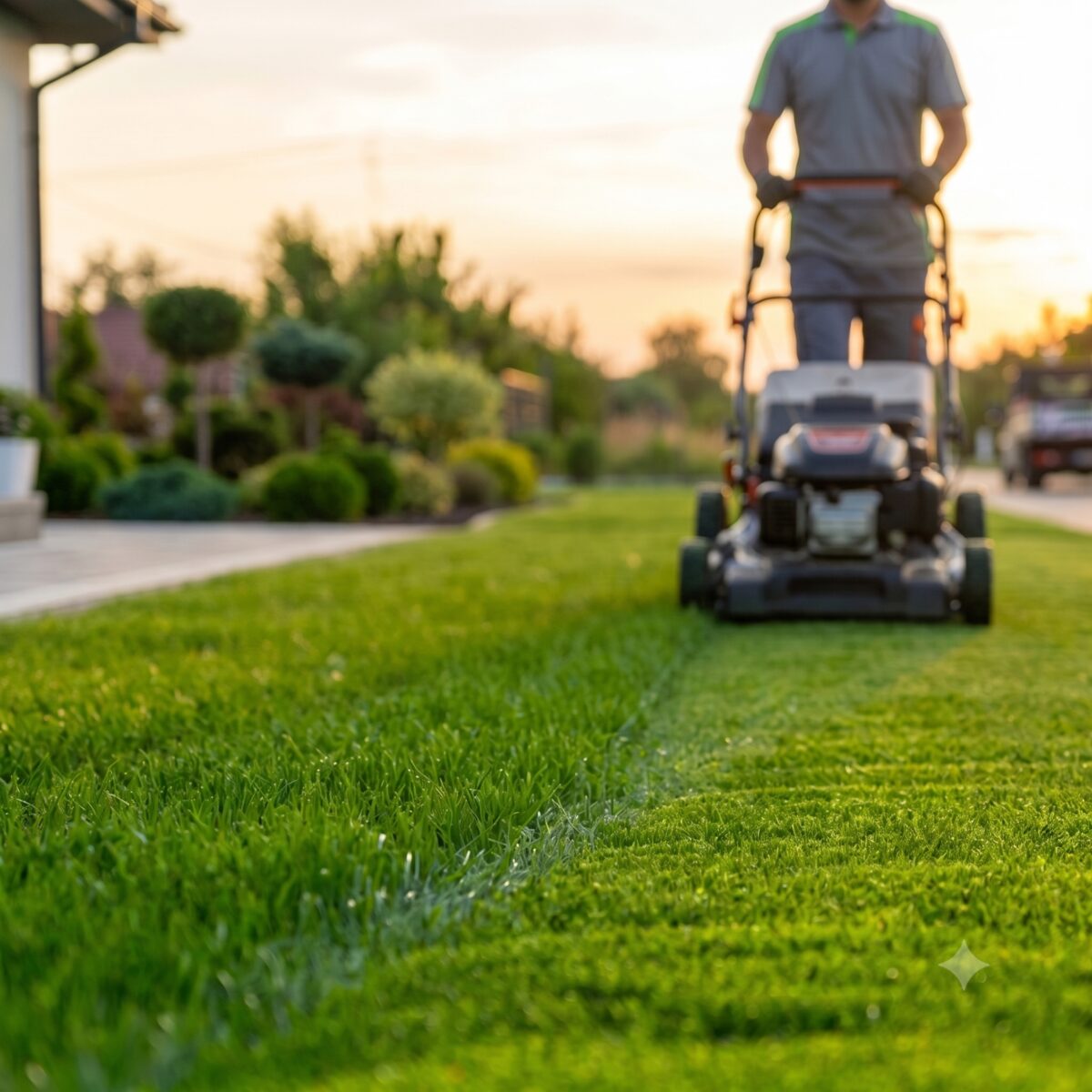 Takl service provider mowing a lawn