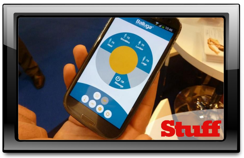 Current official Balluga press photography of the smartphone app used to control the smart bed's sleep zones