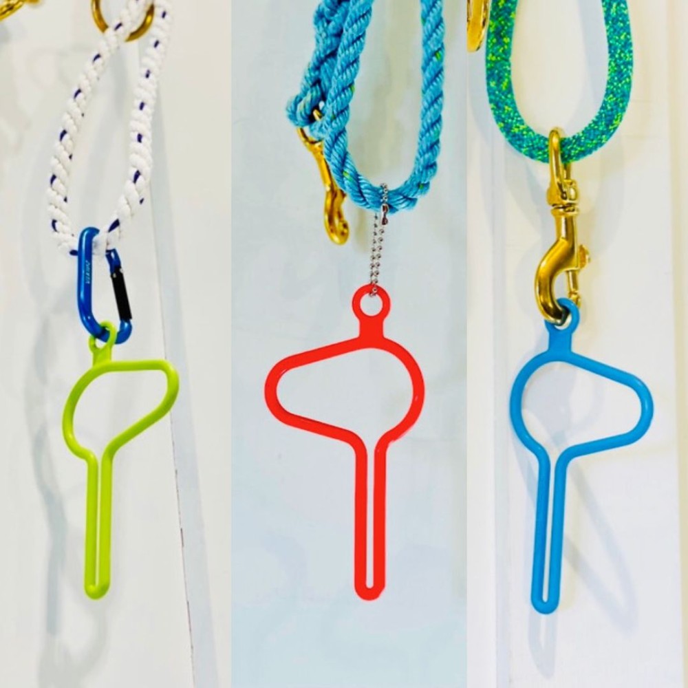 Dooloop dog leash handles in three colors, as featured on The Grommet marketplace, product photo